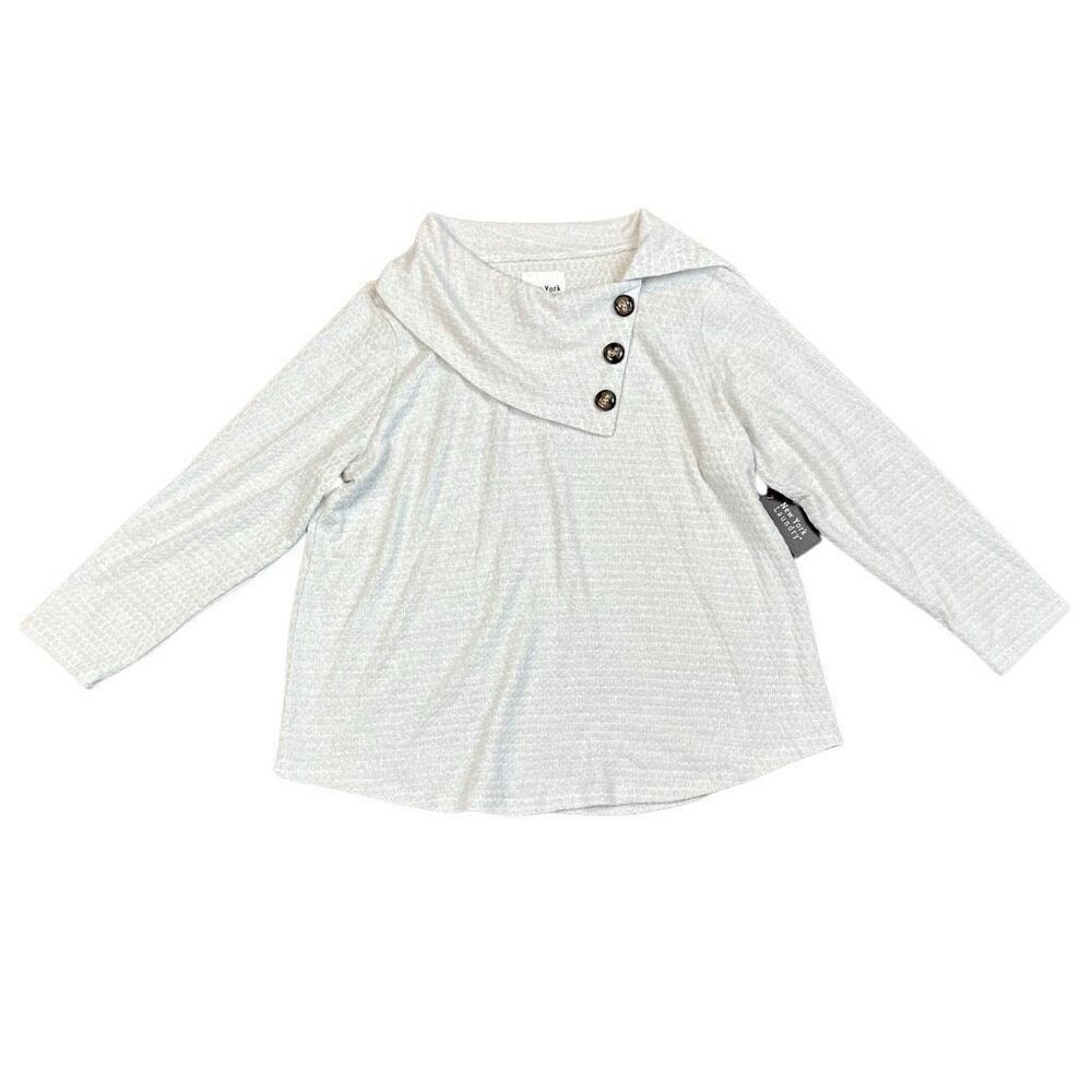 New! NWT New York Laundry Cowl Button Neck Long Sleeve Sweater 1X